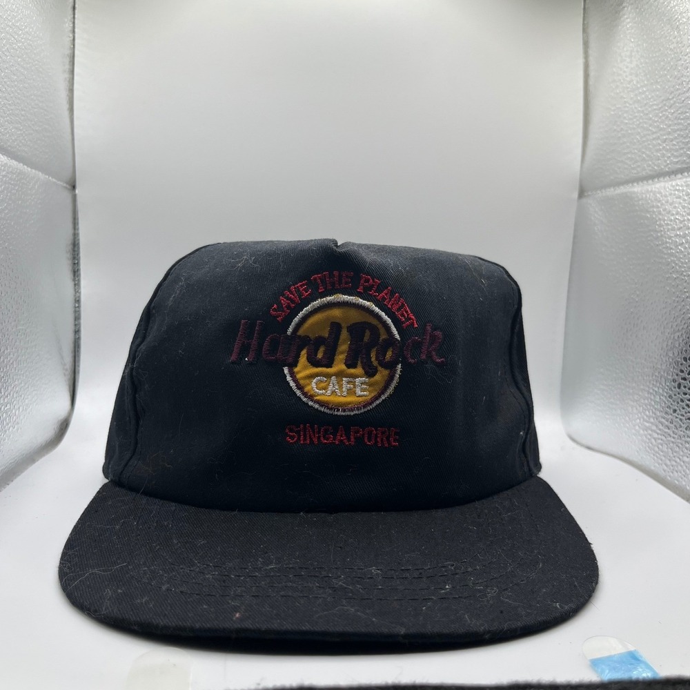 Hard Rock Cafe Hat Unisex OSFM Black Singapore Save The Planet Snapback Cap